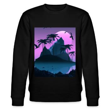Vaporwave Aesthetic Palmiers de l’île tropicale - Sweat bio CHANGER Stanley/Stella Unisexe - noir - Devant - Nik (191cm) & Marisol (170cm)