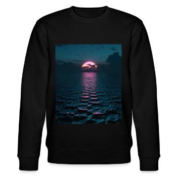Vaporwave Esthétique Sunset Sea - Sweat bio CHANGER Stanley/Stella Unisexe - noir - Devant - Nik (191cm) & Marisol (170cm)