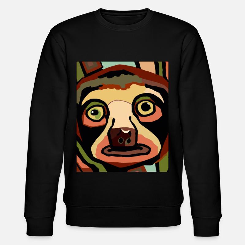 Sloth Portrait Funny Cubism - Stanley/Stella CHANGER Unisex Organic Sweatshirt - black