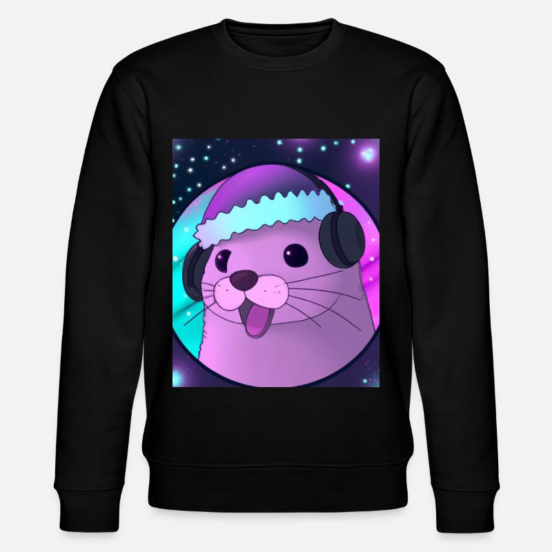 Otter Mit Weihnachtsmütze - Stanley/Stella Unisex Bio-Sweatshirt CHANGER  - Schwarz