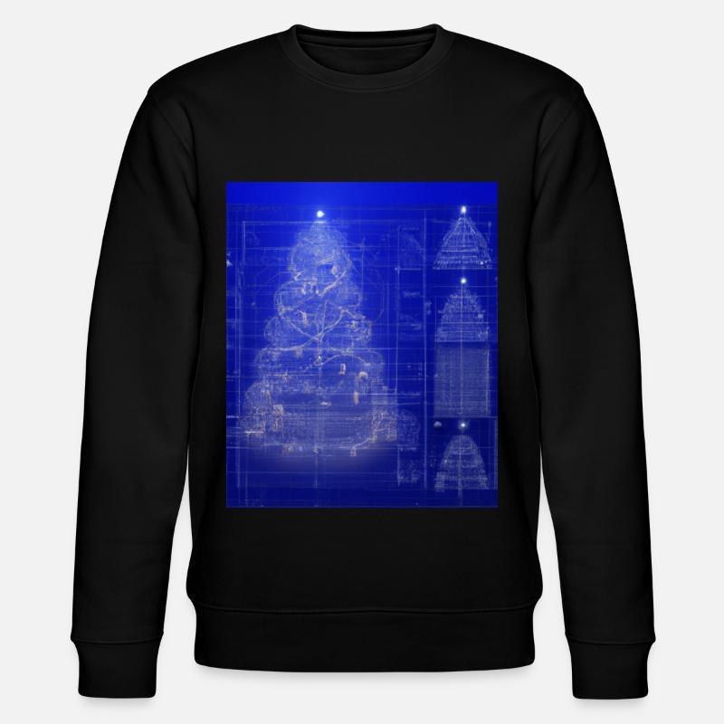 Christmas Christmas Tree Schematic Blueprint - Stanley/Stella CHANGER Unisex Organic Sweatshirt - black