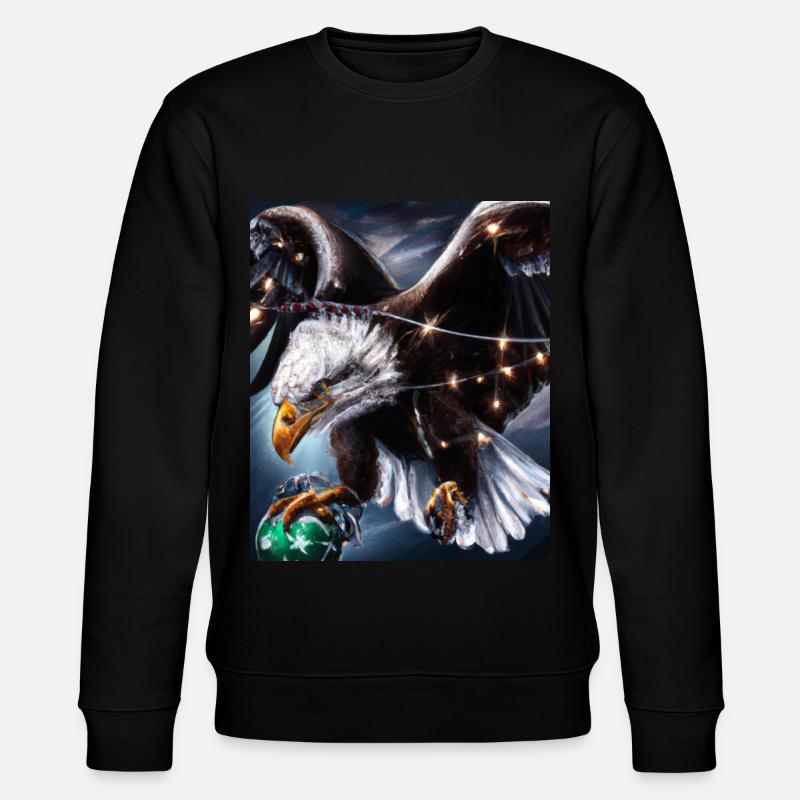 American Christmas White-tailed Eagle with - Stanley/Stella CHANGER Unisex Organic Sweatshirt - black