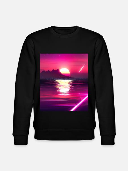 Vaporwave Sun Synthwave Sunset - Stanley/Stella CHANGER Unisex Organic Sweatshirt - black