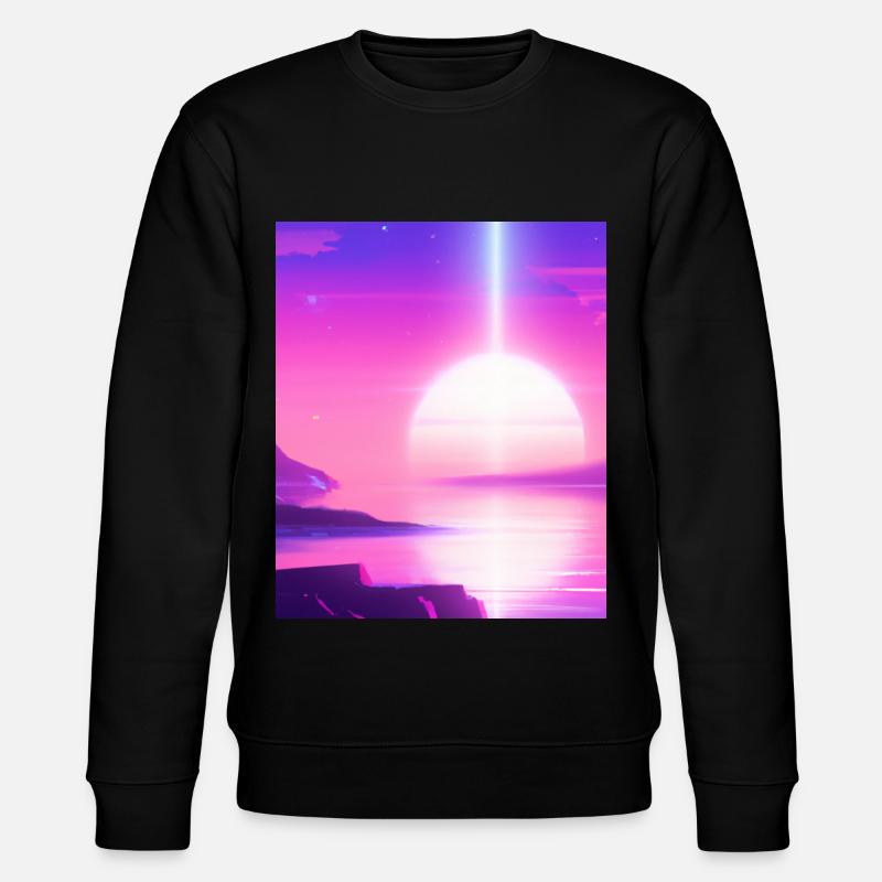 Vaporwave Sun Synthwave Sunset - Stanley/Stella CHANGER Unisex Organic Sweatshirt - black