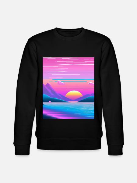 Vaporwave Sun Synthwave Sunset - Stanley/Stella CHANGER Unisex Organic Sweatshirt - black