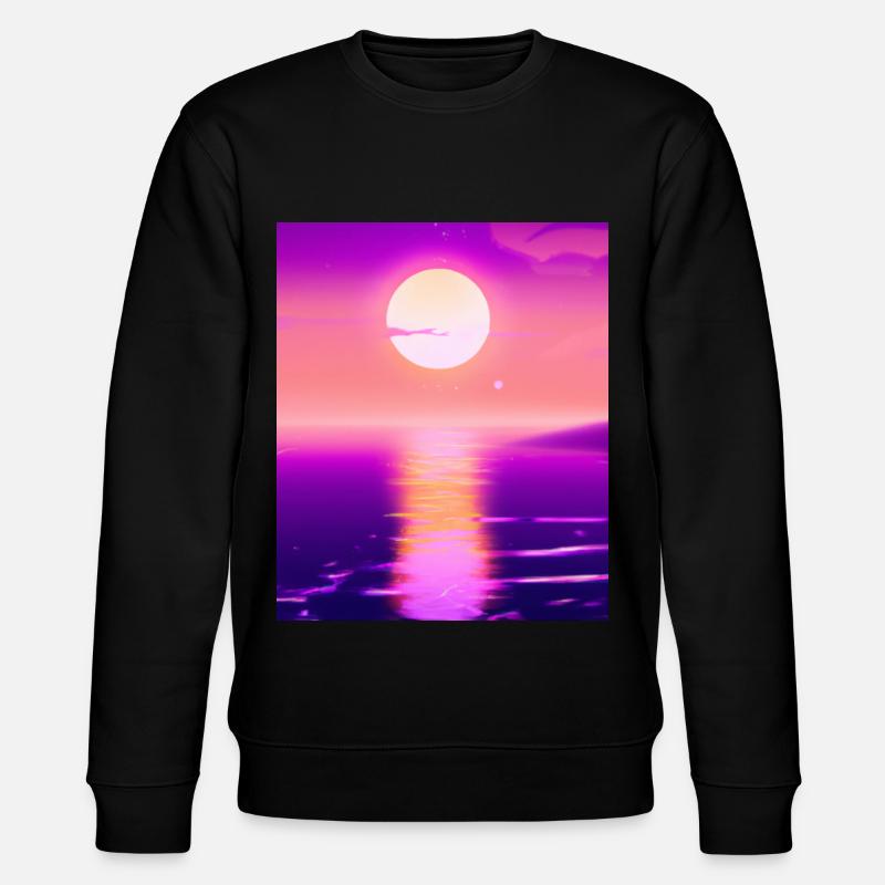 Vaporwave Sun Synthwave Sunset - Stanley/Stella CHANGER Unisex Organic Sweatshirt - black