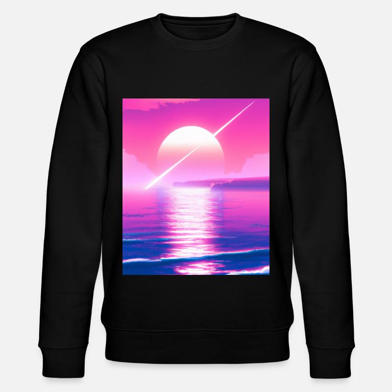 Vaporwave Sun Synthwave Sunset - Stanley/Stella CHANGER Unisex Organic Sweatshirt - black
