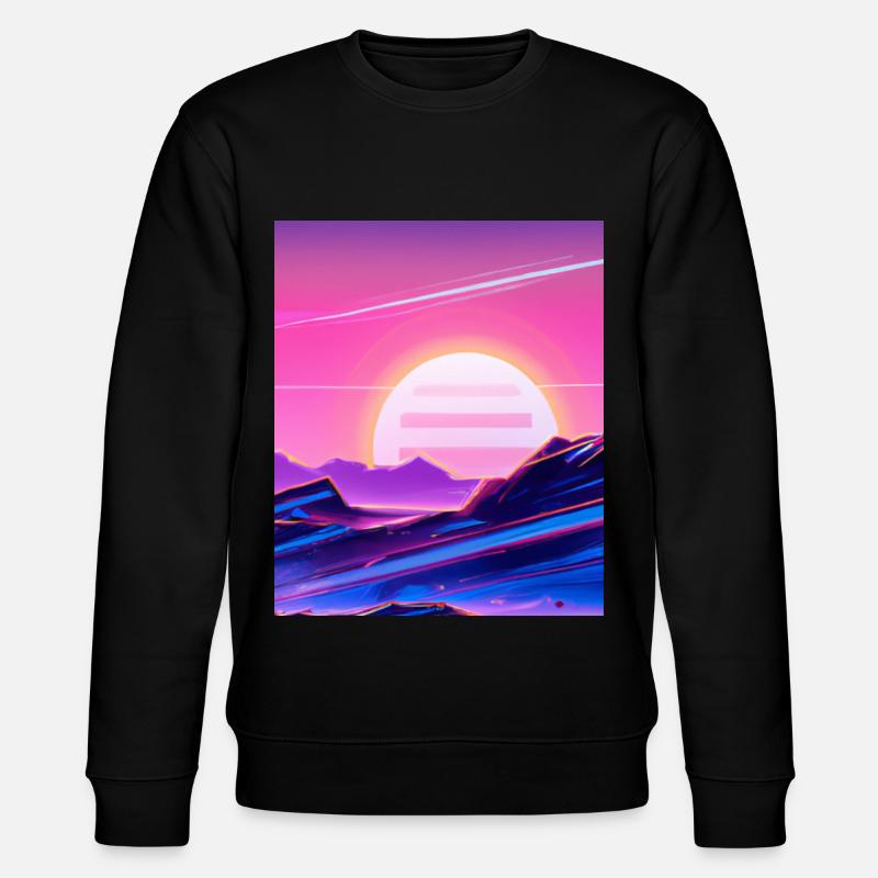 Vaporwave Sun Synthwave Sunset - Stanley/Stella CHANGER Unisex Organic Sweatshirt - black