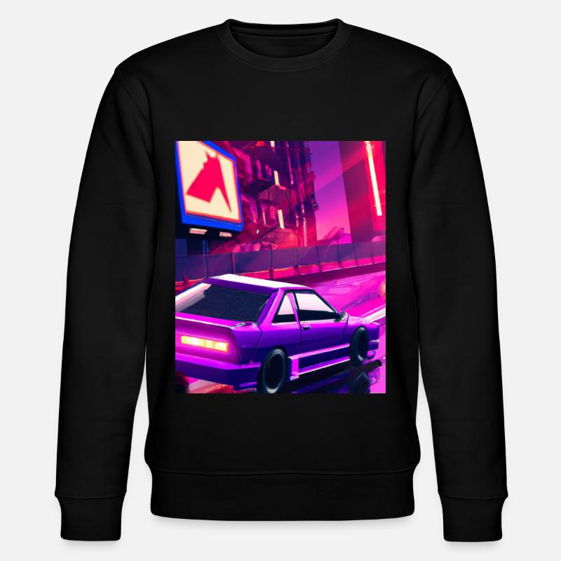 Vaporwave Aesthetic Synthwave Car - Stanley/Stella CHANGER Unisex Organic Sweatshirt - black