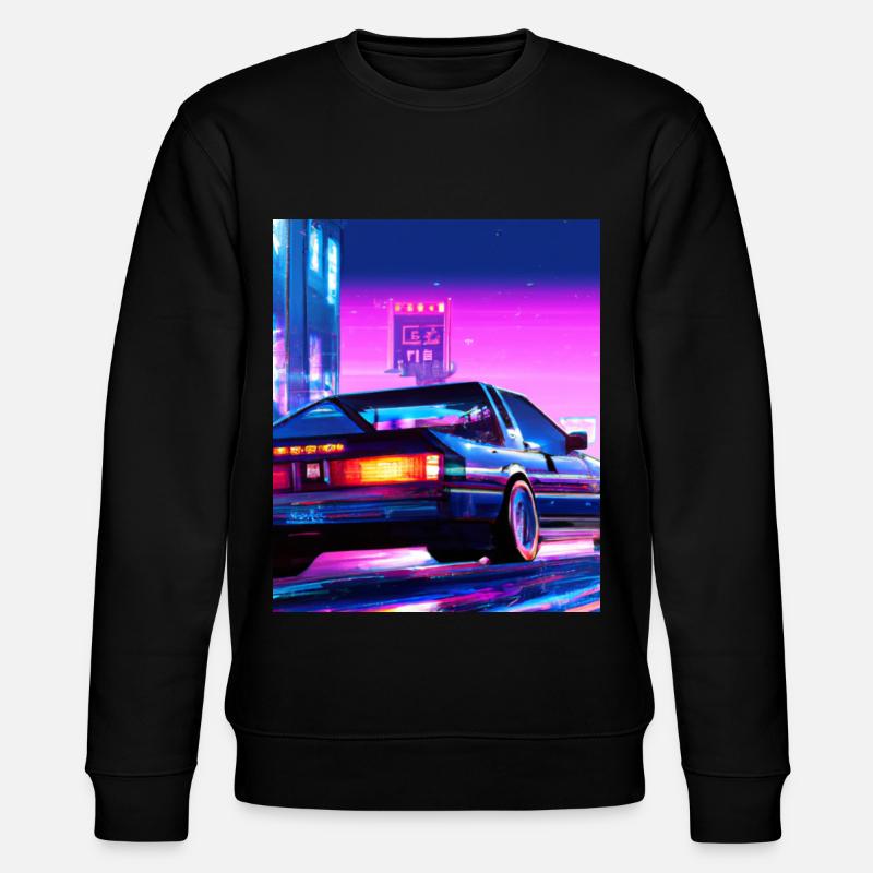 Vaporwave Aesthetic Synthwave City - Stanley/Stella Unisex Bio-Sweatshirt CHANGER  - Schwarz