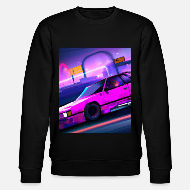 Vaporwave Aesthetic Synthwave Car - Stanley/Stella Unisex Bio-Sweatshirt CHANGER  - Schwarz