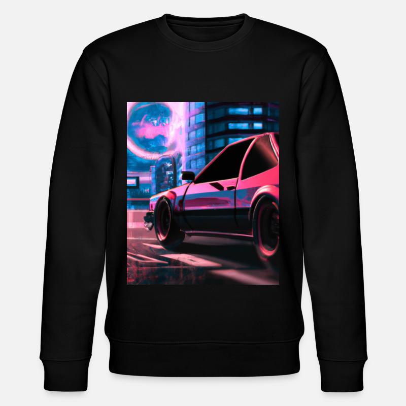 Vaporwave Aesthetic Synthwave Car - Stanley/Stella Unisex Bio-Sweatshirt CHANGER  - Schwarz