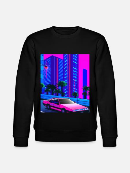 Vaporwave Aesthetic Synthwave City - Stanley/Stella CHANGER Unisex Organic Sweatshirt - black