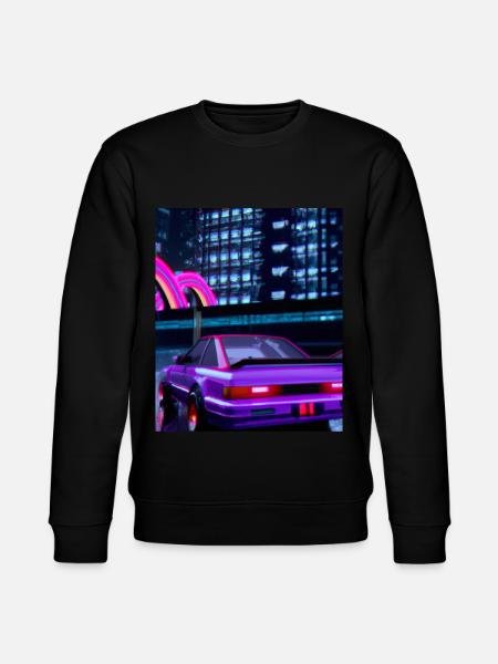 Vaporwave Aesthetic Synthwave Car - Stanley/Stella CHANGER Unisex Organic Sweatshirt - black