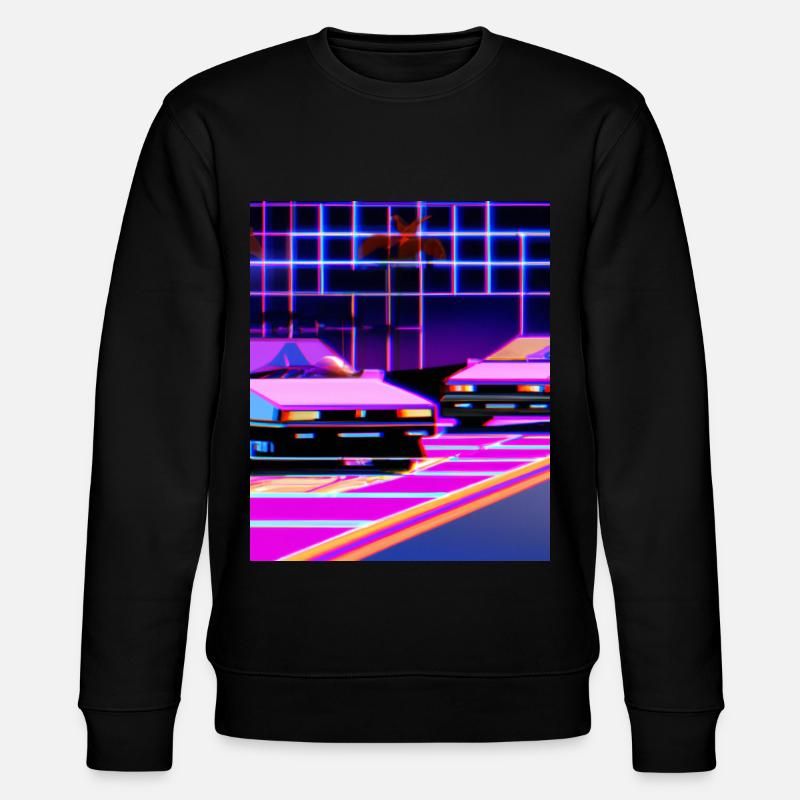Vaporwave Aesthetic Synthwave Car - Stanley/Stella Unisex Bio-Sweatshirt CHANGER  - Schwarz