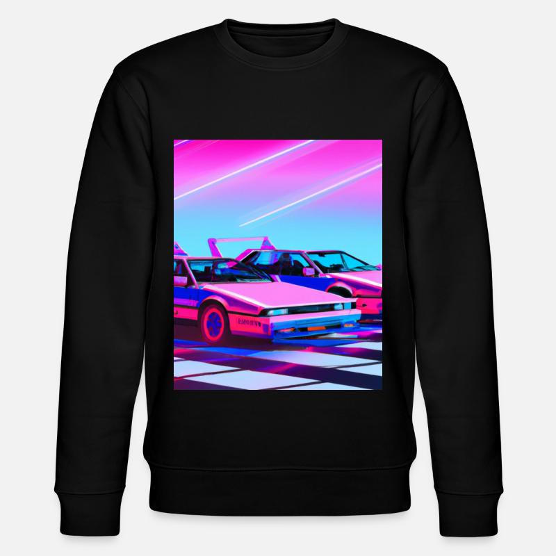 Vaporwave Aesthetic Synthwave Car - Stanley/Stella Unisex Bio-Sweatshirt CHANGER - Schwarz