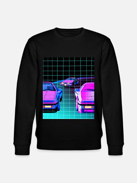 Vaporwave Aesthetic Synthwave Car - Stanley/Stella CHANGER Unisex Organic Sweatshirt - black