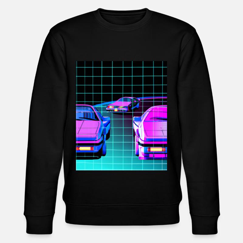 Vaporwave Aesthetic Synthwave Car - Stanley/Stella CHANGER Unisex Organic Sweatshirt - black