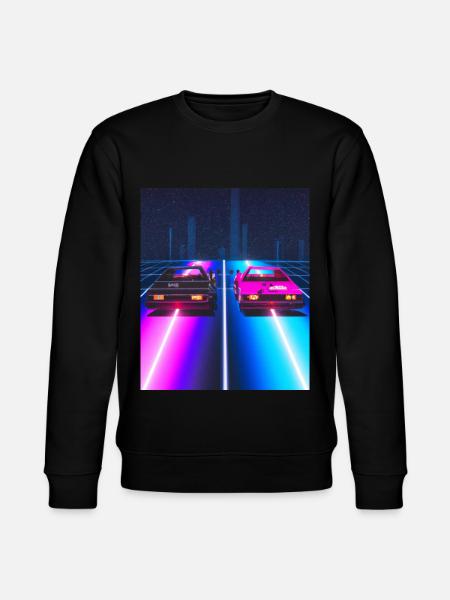 Vaporwave Aesthetic Synthwave Car - Stanley/Stella CHANGER Unisex Organic Sweatshirt - black