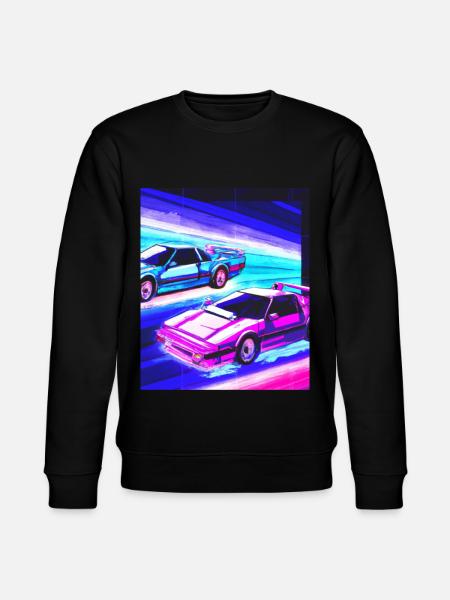 Vaporwave Aesthetic Synthwave Car - Stanley/Stella CHANGER Unisex Organic Sweatshirt - black