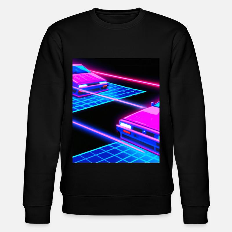 Vaporwave Aesthetic Synthwave Car - Stanley/Stella CHANGER Unisex Organic Sweatshirt - black