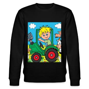 Tracteur vert anniversaire animaux de la ferme - Sweat bio CHANGER Stanley/Stella Unisexe - noir - Devant - Nik (191cm) & Marisol (170cm)