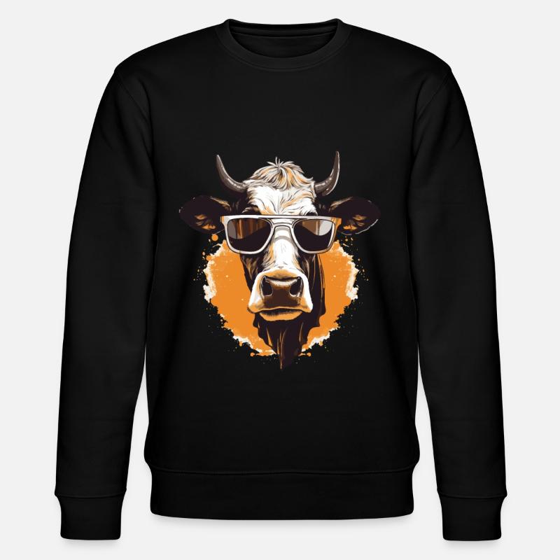 Cow with sunglasses - Stanley/Stella CHANGER Unisex Organic Sweatshirt - black