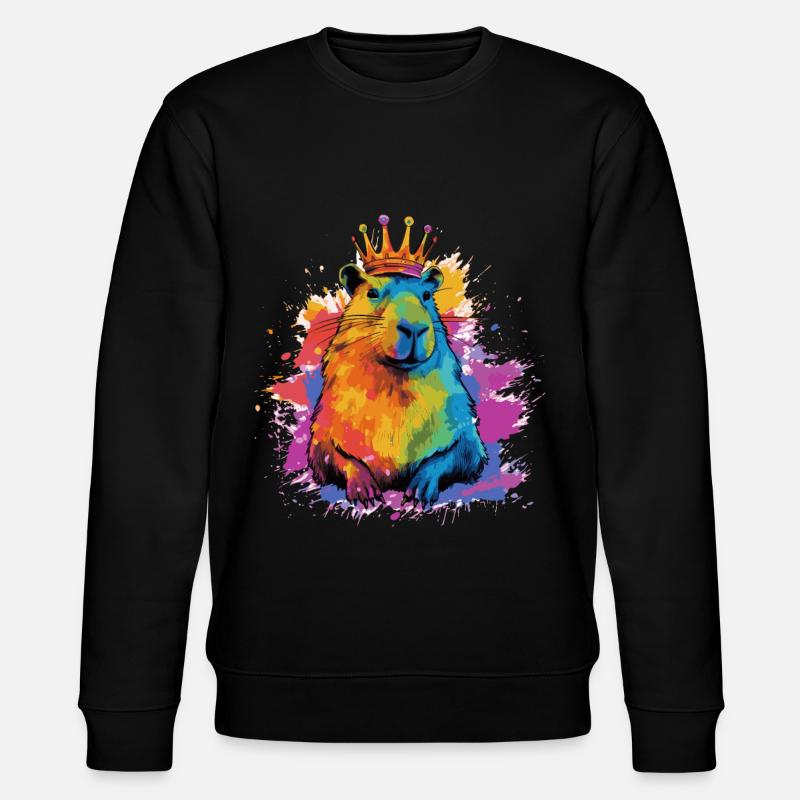 Capybara with crown capybara - Stanley/Stella CHANGER Unisex Organic Sweatshirt - black