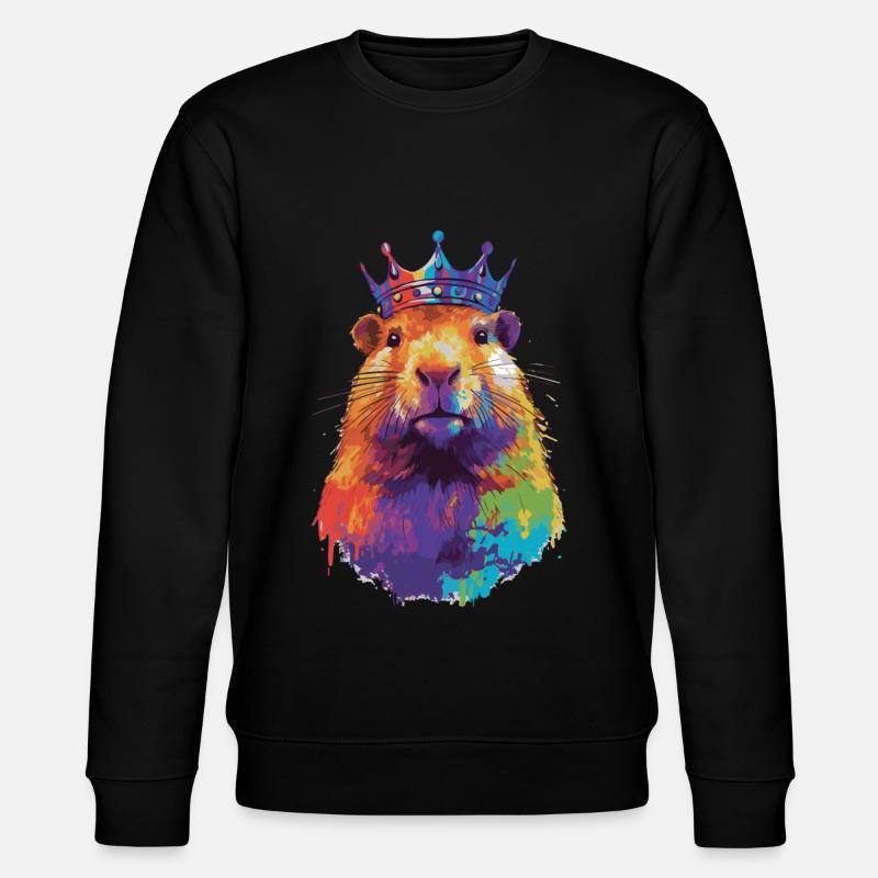 Capybara with crown capybara - Stanley/Stella CHANGER Unisex Organic Sweatshirt - black