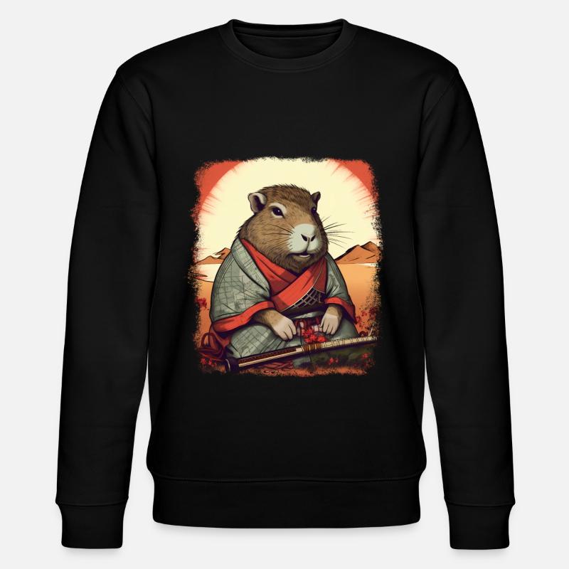 Capybara Samurai Wasserschwein - Stanley/Stella Unisex Bio-Sweatshirt CHANGER  - Schwarz