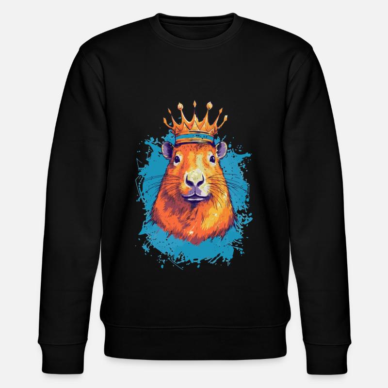 Capybara with crown capybara - Stanley/Stella CHANGER Unisex Organic Sweatshirt - black