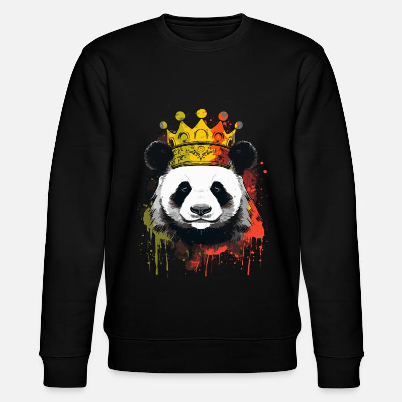 Panda With Crown - Stanley/Stella CHANGER Unisex Organic Sweatshirt - black