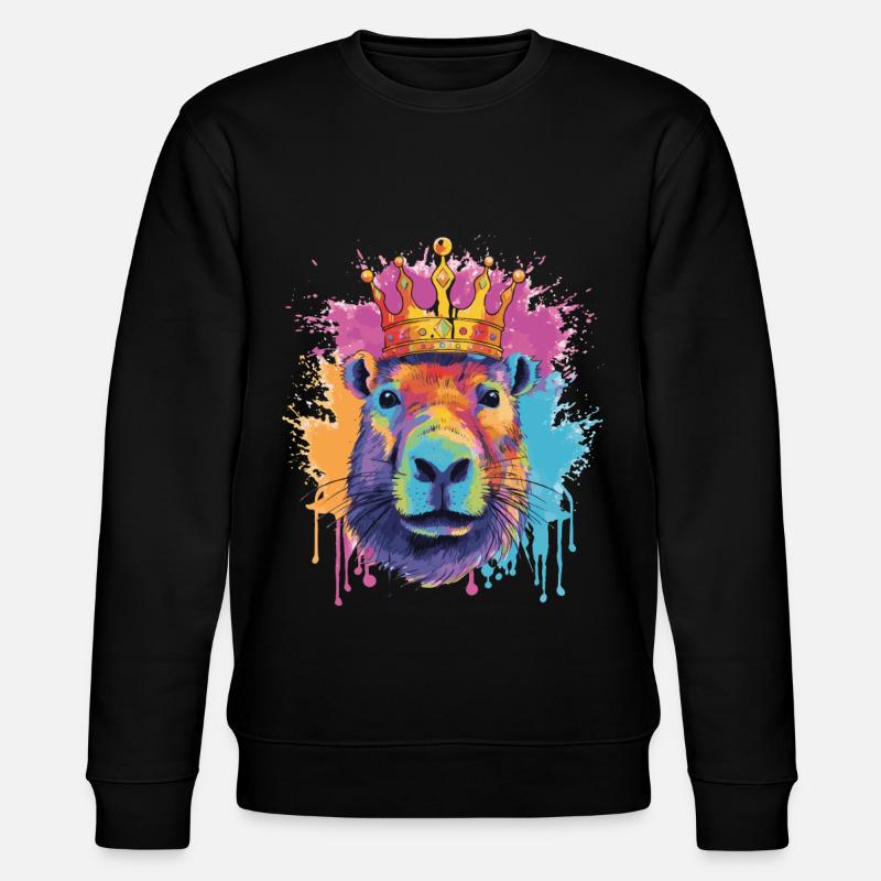 Capybara with crown capybara - Stanley/Stella CHANGER Unisex Organic Sweatshirt - black