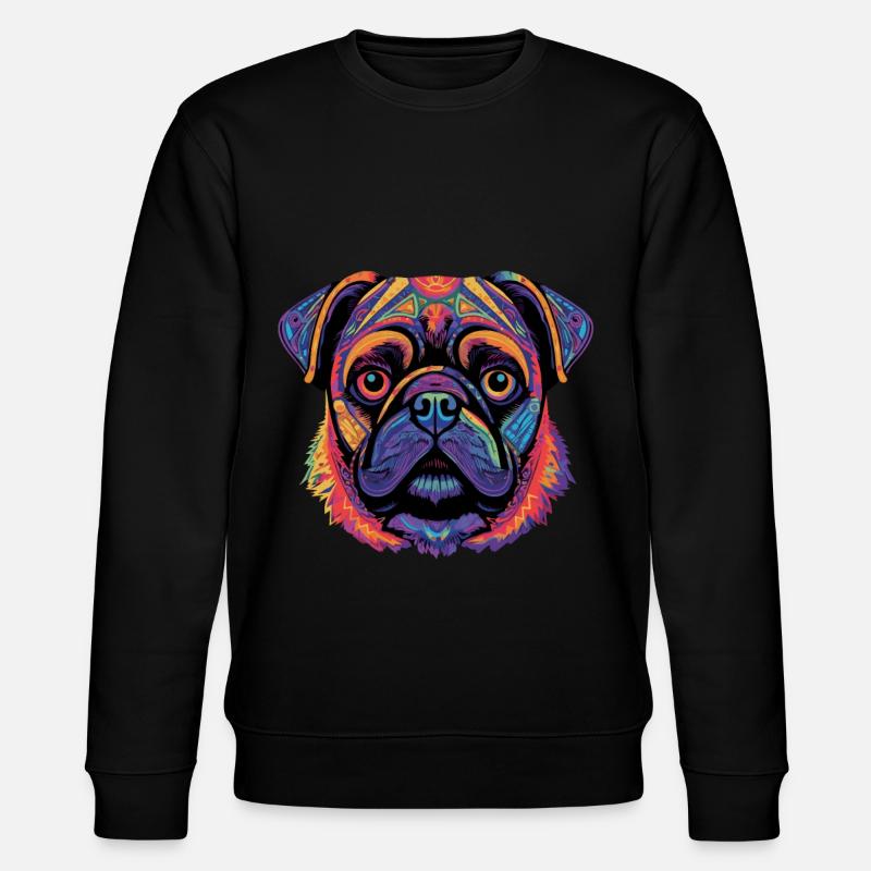 Pug Gift - Stanley/Stella CHANGER Unisex Organic Sweatshirt - black