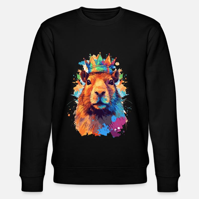 Capybara with crown capybara - Stanley/Stella CHANGER Unisex Organic Sweatshirt - black