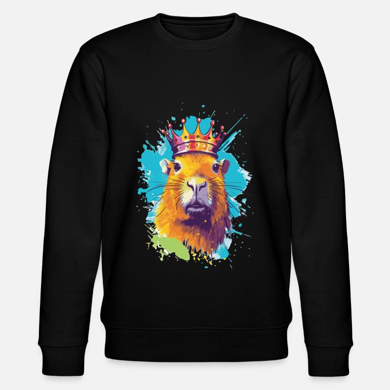 Capybara with crown capybara - Stanley/Stella CHANGER Unisex Organic Sweatshirt - black