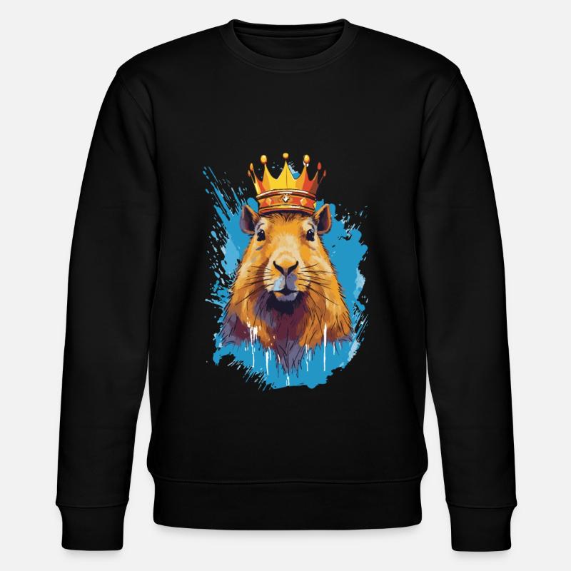 Capybara with crown capybara - Stanley/Stella CHANGER Unisex Organic Sweatshirt - black