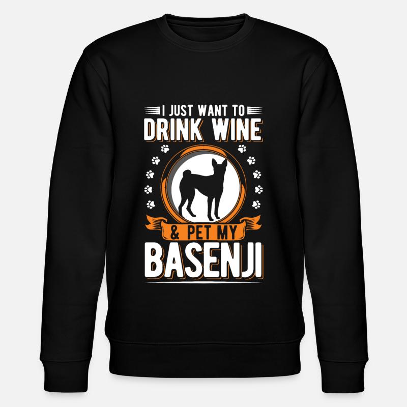 Basenji and wine - Stanley/Stella CHANGER Unisex Organic Sweatshirt - black