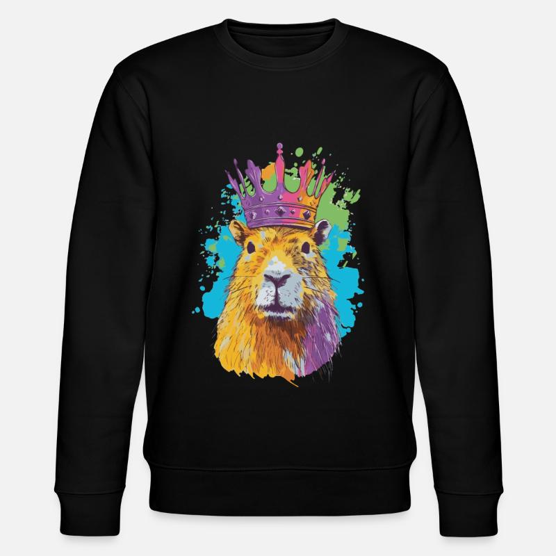 Capybara with crown capybara - Stanley/Stella CHANGER Unisex Organic Sweatshirt - black