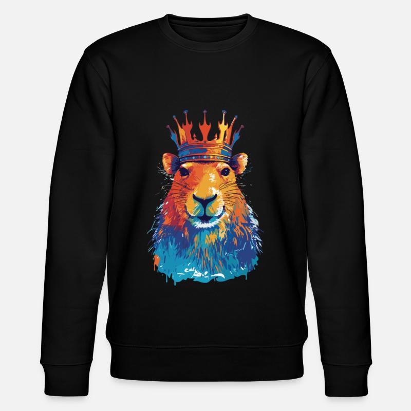 Capybara with crown capybara - Stanley/Stella CHANGER Unisex Organic Sweatshirt - black