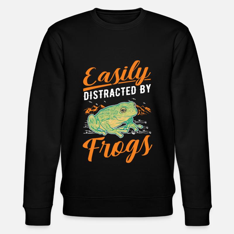 Easily distracted by Frogs Frosch - Stanley/Stella Unisex Bio-Sweatshirt CHANGER  - Schwarz