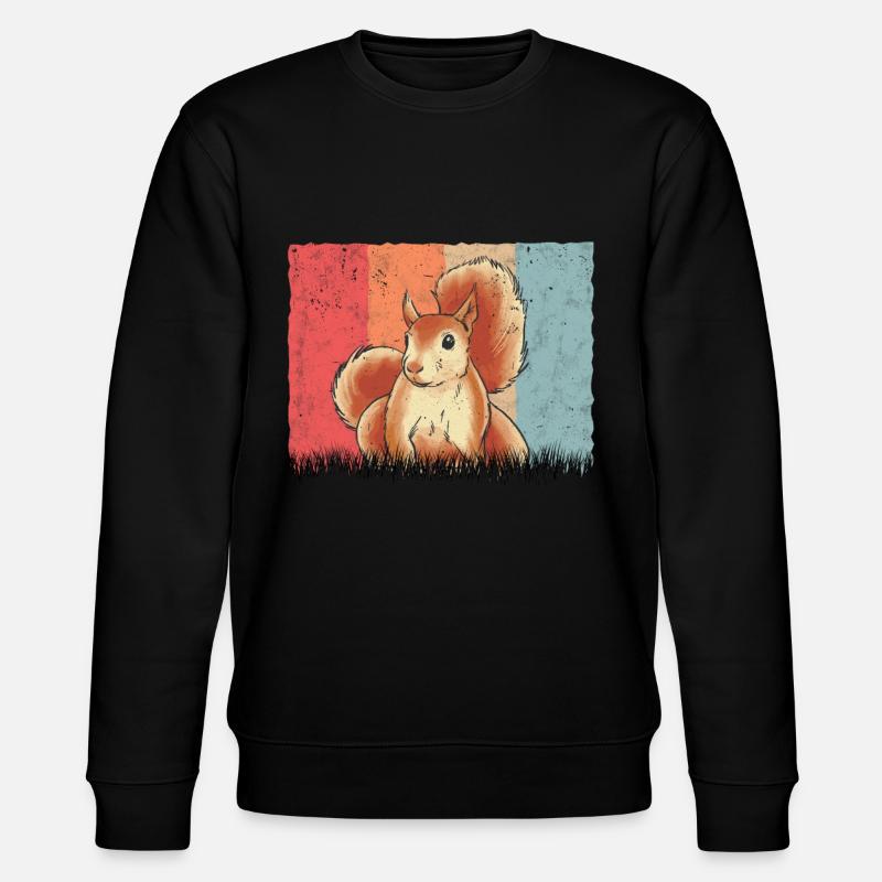 Eichhörnchen Retro Squirrel - Stanley/Stella Unisex Bio-Sweatshirt CHANGER  - Schwarz