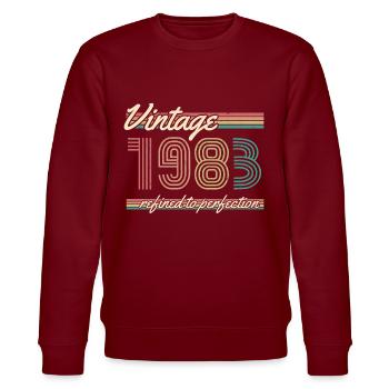 ST 1983 Millésime affiné à la perfection - Sweat bio CHANGER Stanley/Stella Unisexe - bordeaux - Devant - Nik (191cm) & Marisol (170cm)