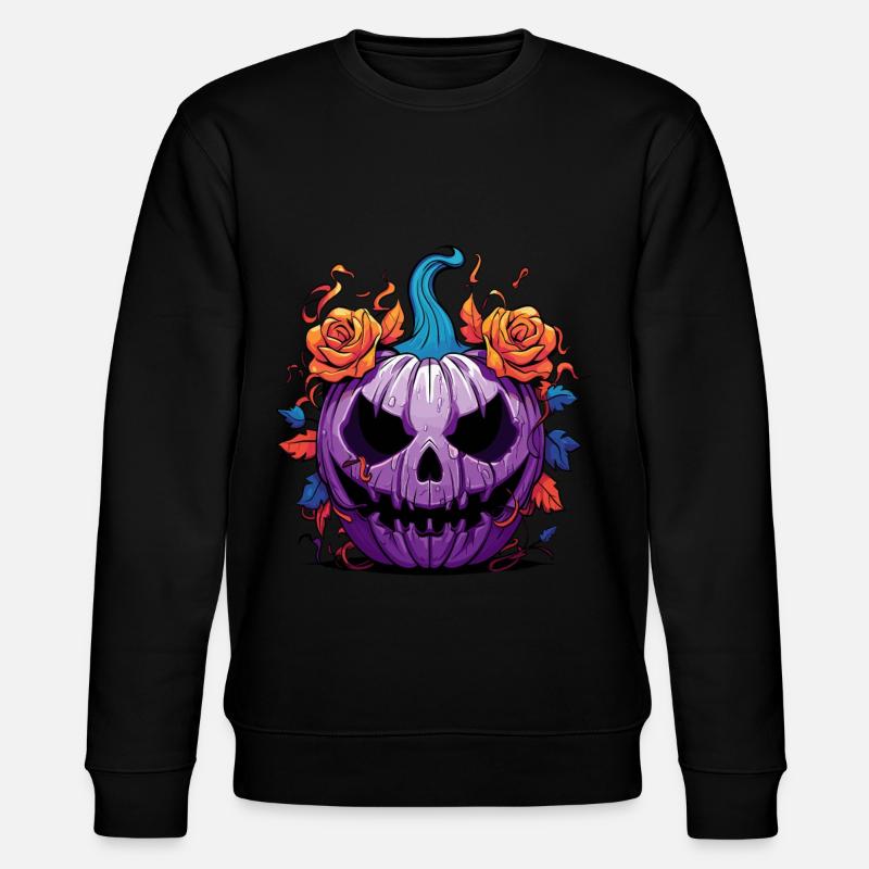 Halloween-Kürbis - Stanley/Stella Unisex Bio-Sweatshirt CHANGER  - Schwarz