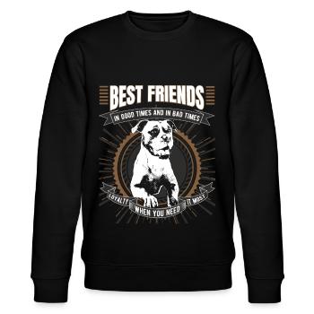 Amerikanische Bulldogge lustiges Geschenk Shirt - Stanley/Stella Unisex Bio-Sweatshirt CHANGER  - Schwarz - Vorne - Nik (191cm) & Marisol (170cm)
