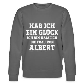 Ich bin die Frau von Albert Hochzeit - Stanley/Stella Unisex Bio-Sweatshirt CHANGER  - Burgunderrot - Vorne - Nik (191cm) & Marisol (170cm)
