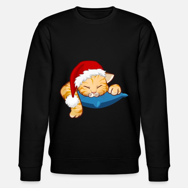 Chat de Noël endormi - Sweat bio CHANGER Stanley/Stella Unisexe - noir
