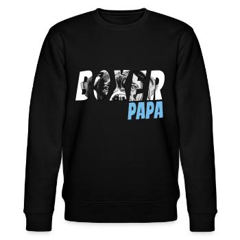 Boxer Papa - Deutscher Boxer Dad Design - Stanley/Stella Unisex Bio-Sweatshirt CHANGER  - Schwarz - Vorne - Nik (191cm) & Marisol (170cm)