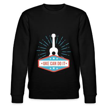 Lustiges Geschenk Ukulele Gitarre Mandoline Gitarr - Stanley/Stella Unisex Bio-Sweatshirt CHANGER  - Schwarz - Vorne - Nik (191cm) & Marisol (170cm)