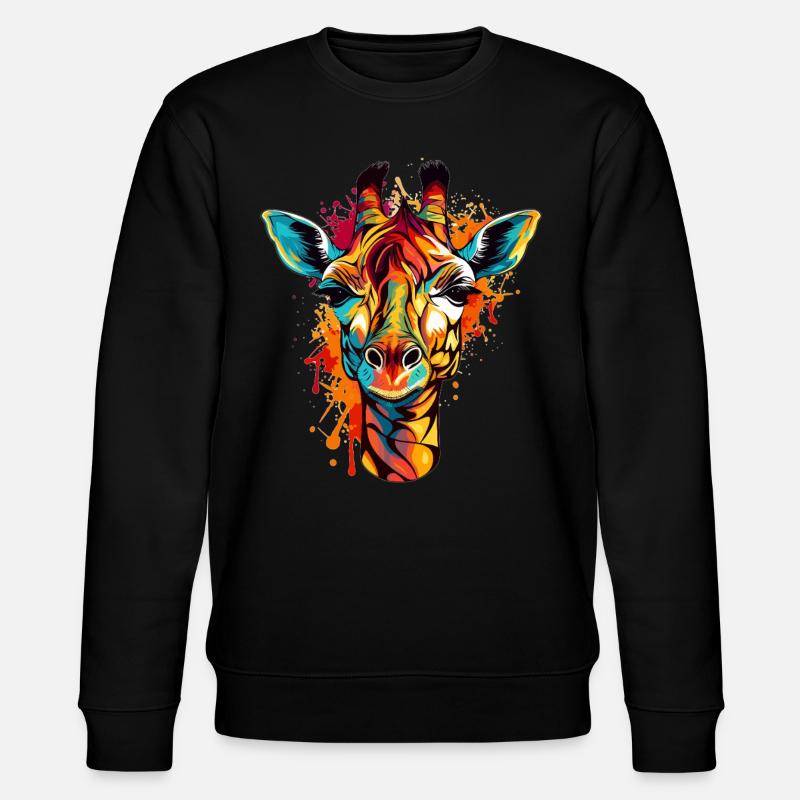 Bunte Giraffe im Splash-Look - Stanley/Stella Unisex Bio-Sweatshirt CHANGER  - Schwarz